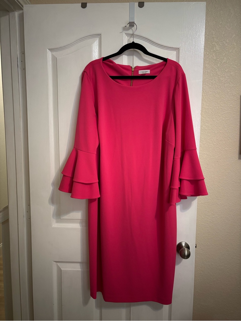 Calvin Klein Hot Pink Ruffle Sleeve Shift Dress